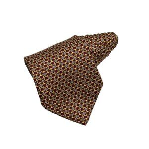 Brooks Brothers Maker Mens Tie Necktie Silk Geometric Brown Gold Gray USA